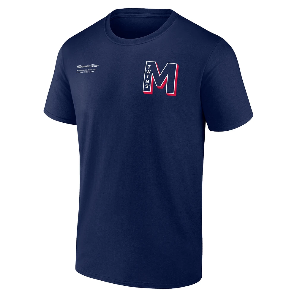 Men's Fanatics Navy Minnesota Twins Split Zone T-Shirt