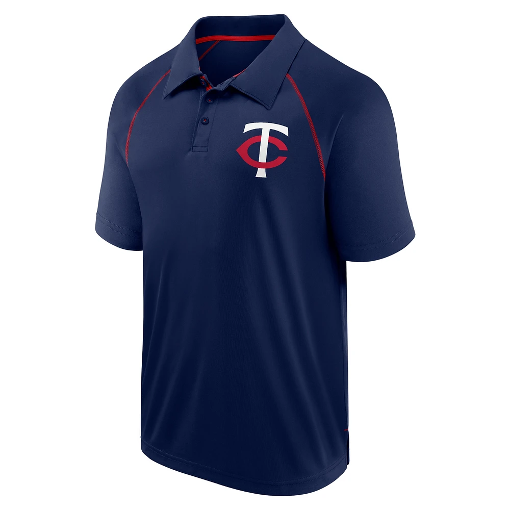 Men's Fanatics Navy Minnesota Twins Strong Alone Raglan Polo