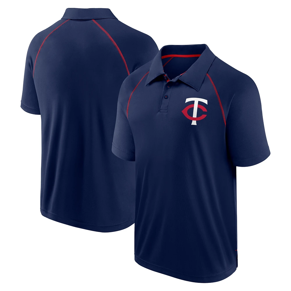 Men's Fanatics Navy Minnesota Twins Strong Alone Raglan Polo