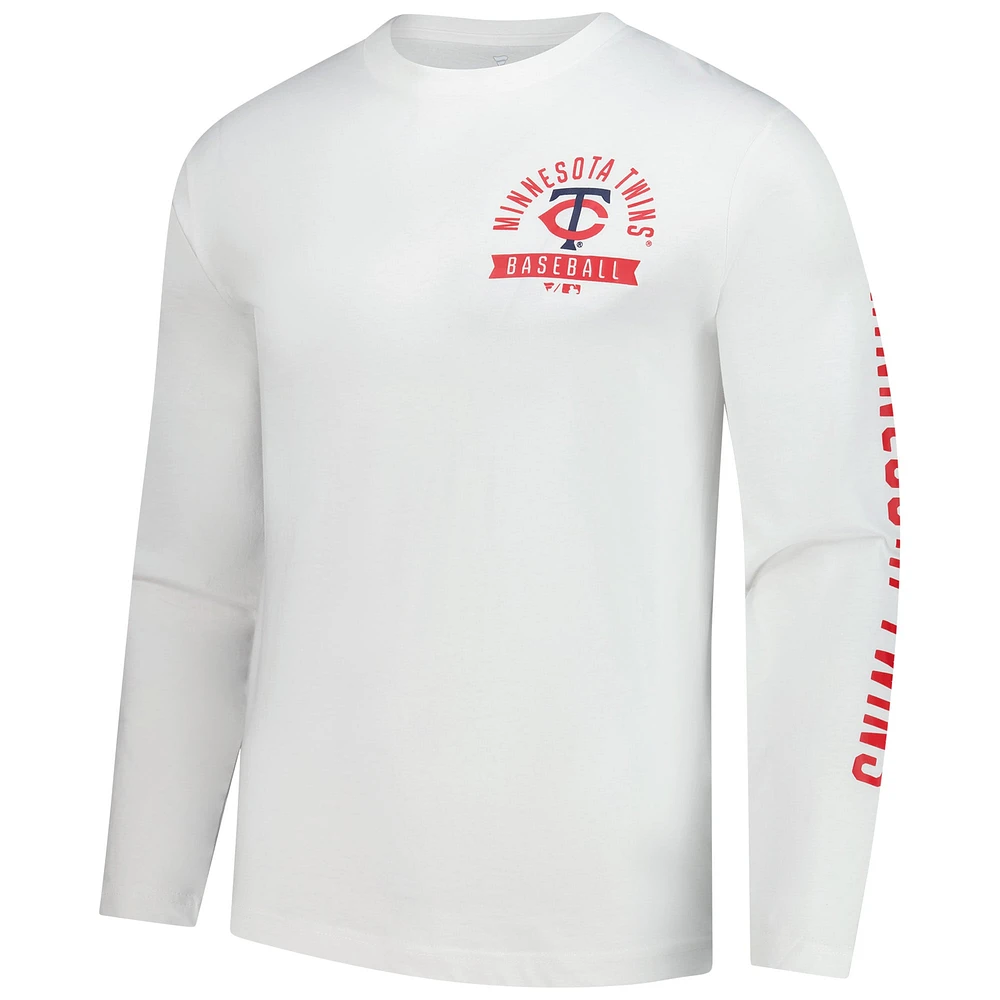 Men's Fanatics  White Minnesota Twins Press Box Long Sleeve T-Shirt