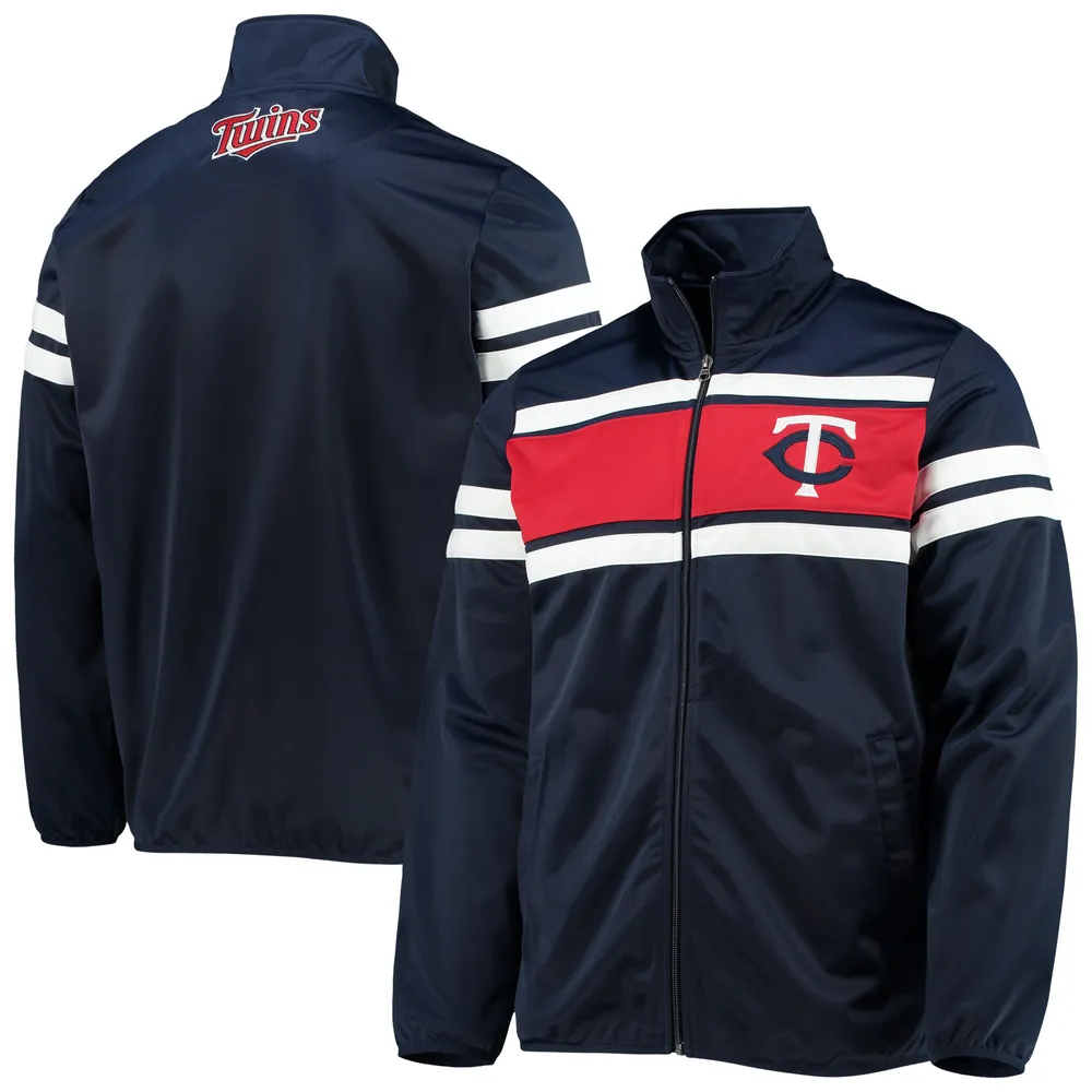 Veste de survêtement entièrement zippée Minnesota Twins Power Pitcher G-III Sports by Carl Banks pour homme, bleu marine/rouge