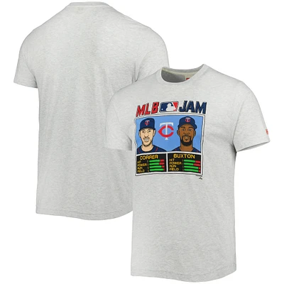 T-shirt à trois mélanges hommage Carlos Correa et Byron Buxton pour hommes, gris, Minnesota Twins MLB Jam