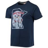 Men's Homage Navy Minnesota Twins Hand-Drawn Logo Tri-Blend T-Shirt