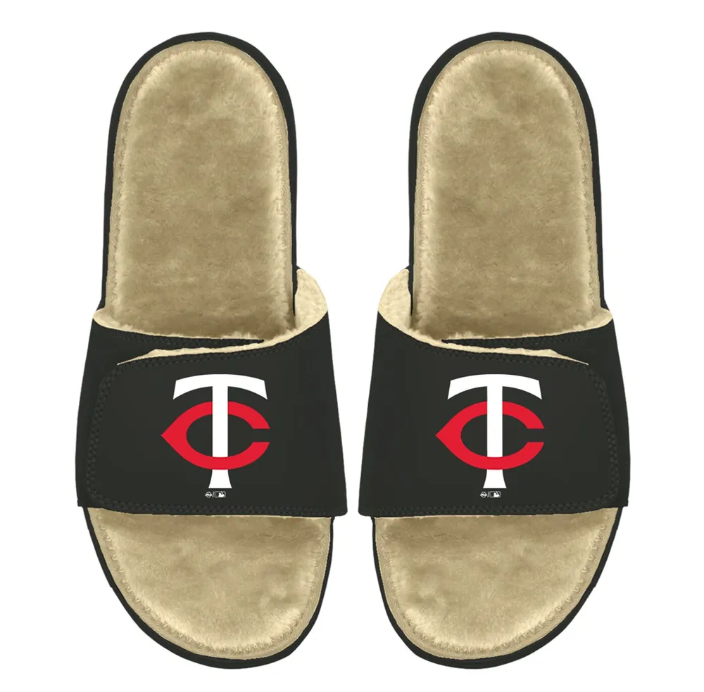 Minnesota Twins ISlide Men's Faux Fur Slide Sandals - Black/Tan