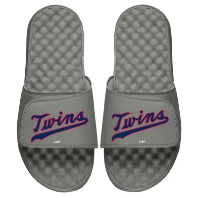 Minnesota Twins ISlide Cooperstown Wordmark Logo Slide Sandals - Gray