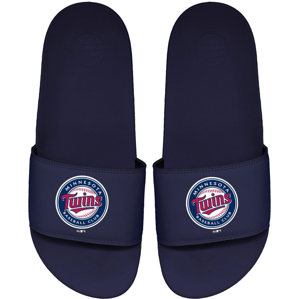 Men's ISlide Navy Minnesota Twins Primary Motto Slide Sandals