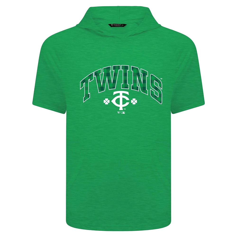 Men's Levelwear Green Minnesota Twins St. Patrick's Day Phase Plaid Short Sleeve T-Shirt Hoodie