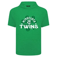 T-shirt à capuche manches courtes et imprimé trèfle pour homme, vert, Minnesota Twins, St. Patrick's Day