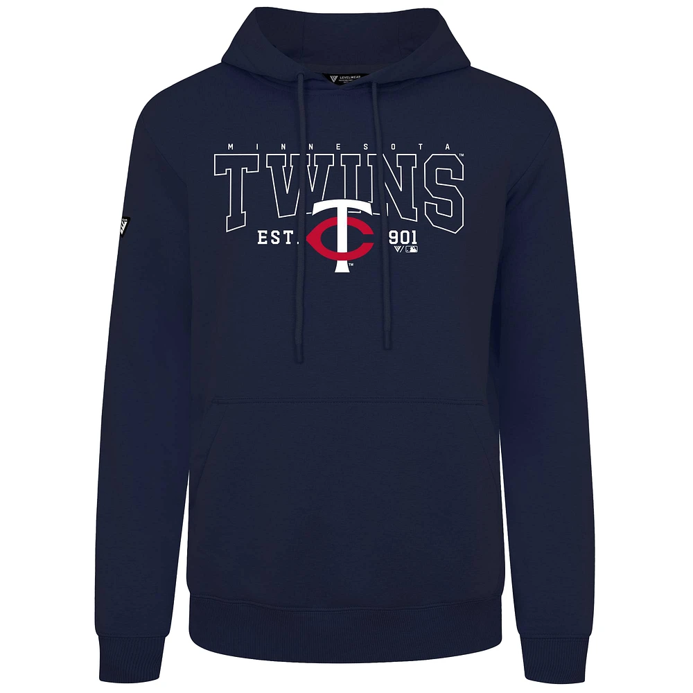 Men's Levelwear Navy Minnesota Twins Accolade Podium Textbook Pullover Hoodie