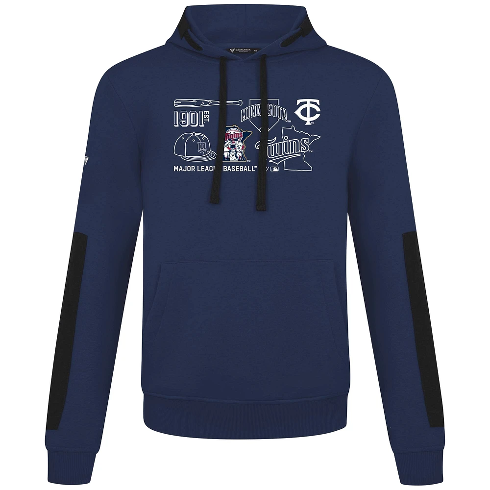 Men's Levelwear  Navy Minnesota Twins Cooperstown Collection Bombay Campaign Pullover Hoodie