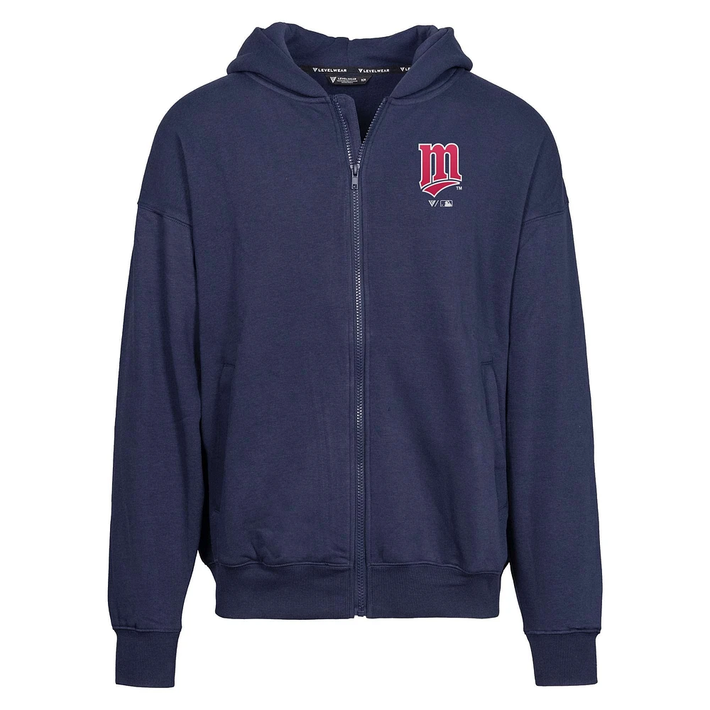 Men's Levelwear  Navy Minnesota Twins Uphill City Core Logo Full-Zip Hoodie