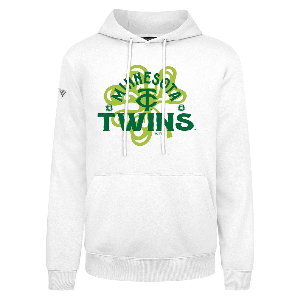 Men's Levelwear  White Minnesota Twins St. Patrick's Day Podium Shamrock Pullover Hoodie