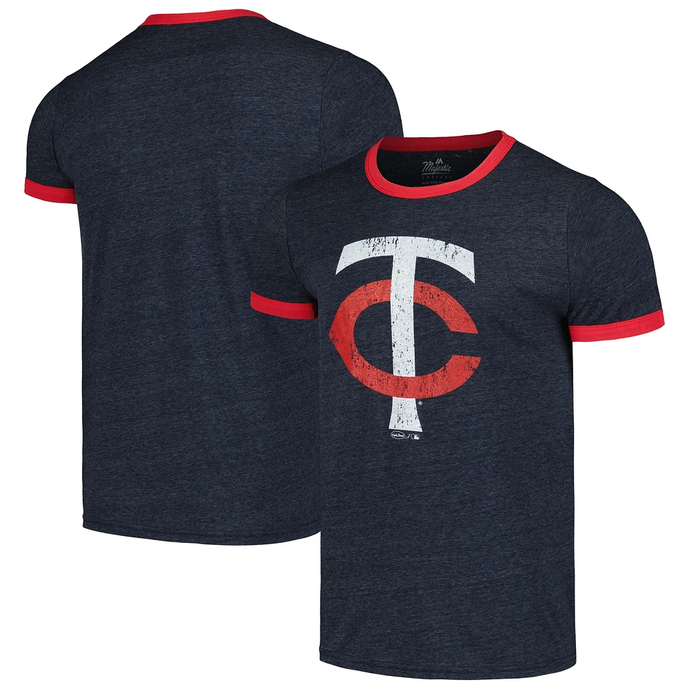 T-shirt tri-mélange à sonnerie Majestic Threads pour hommes, bleu marine, Minnesota Twins