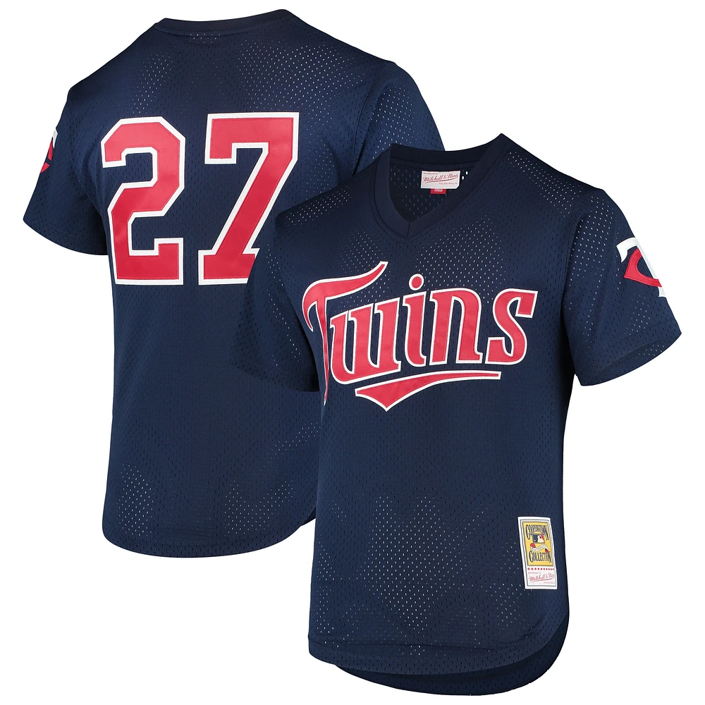 Maillot d'entraînement au bâton en maille Mitchell & Ness David Ortiz pour hommes, marine Minnesota Twins 2002 Cooperstown Collection