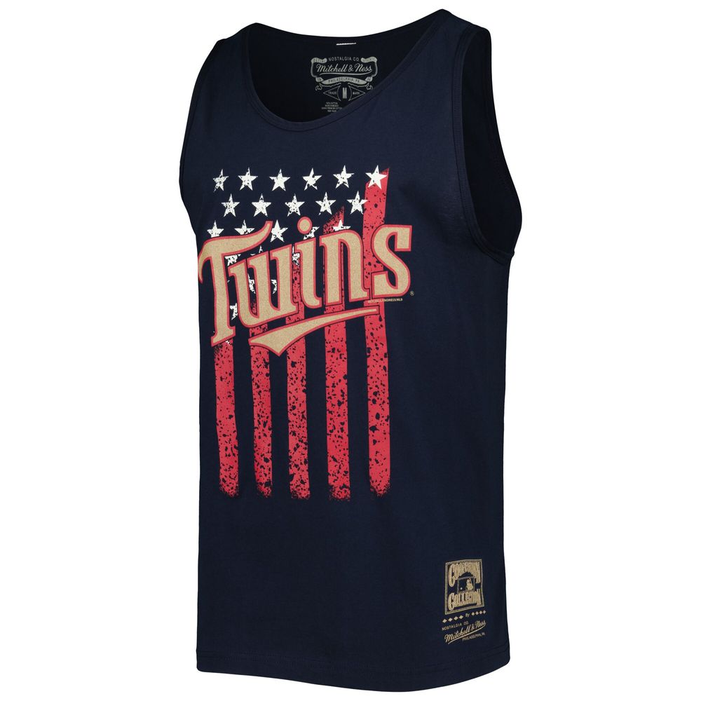 Men's Mitchell & Ness Navy Minnesota Twins Cooperstown Collection Stars and Stripes Tank Top