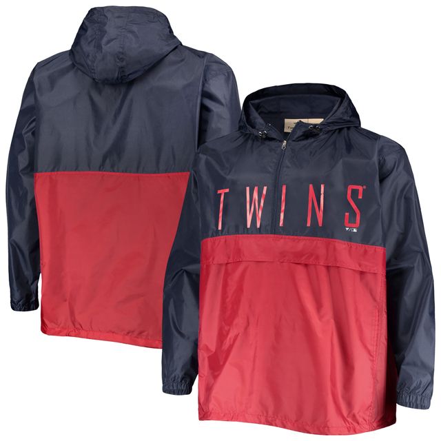 Veste anorak à demi-zip pour hommes, bleu marine/rouge, Minnesota Twins Big & Tall Split Body