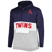 Men's Navy/White Minnesota Twins Big & Tall Fleece Half-Zip Hoodie