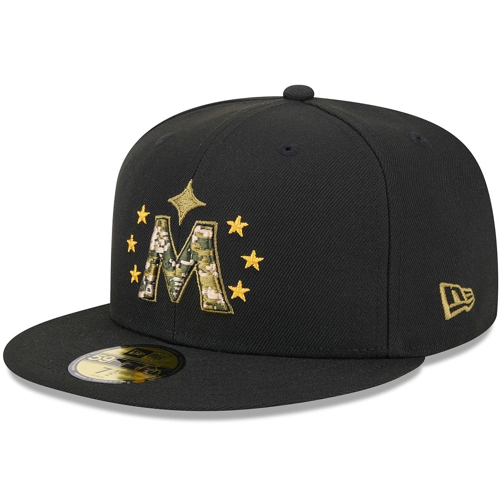 Casquette ajustée 59FIFTY pour la Journée des forces armées 2024 New Era noire Minnesota Twins hommes