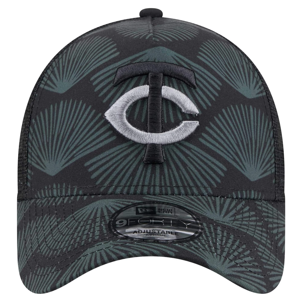 Casquette ajustable 9FORTY A-Frame Trucker noire des Twins du Minnesota de New Era pour homme