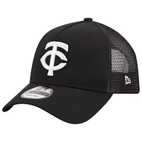 Casquette réglable noire Minnesota Twins A-Frame 9FORTY Trucker New Era pour hommes