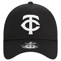 Casquette réglable noire Minnesota Twins A-Frame 9FORTY Trucker New Era pour hommes