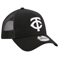 Casquette réglable noire Minnesota Twins A-Frame 9FORTY Trucker New Era pour hommes