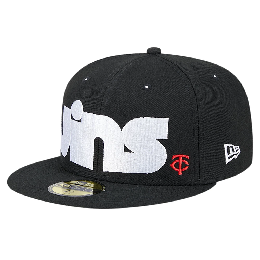 Casquette ajustée 59FIFTY sous-visière à carreaux noire Minnesota Twins New Era pour hommes