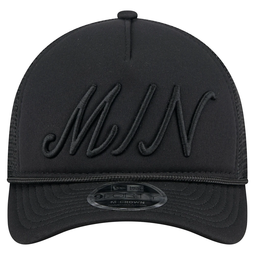 Casquette camionneur ajustable 9FORTY A-Frame M-Crown noire des Twins du Minnesota pour homme de New Era