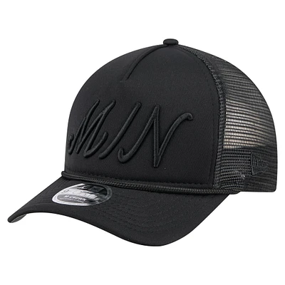 Casquette camionneur ajustable 9FORTY A-Frame M-Crown noire des Twins du Minnesota pour homme de New Era