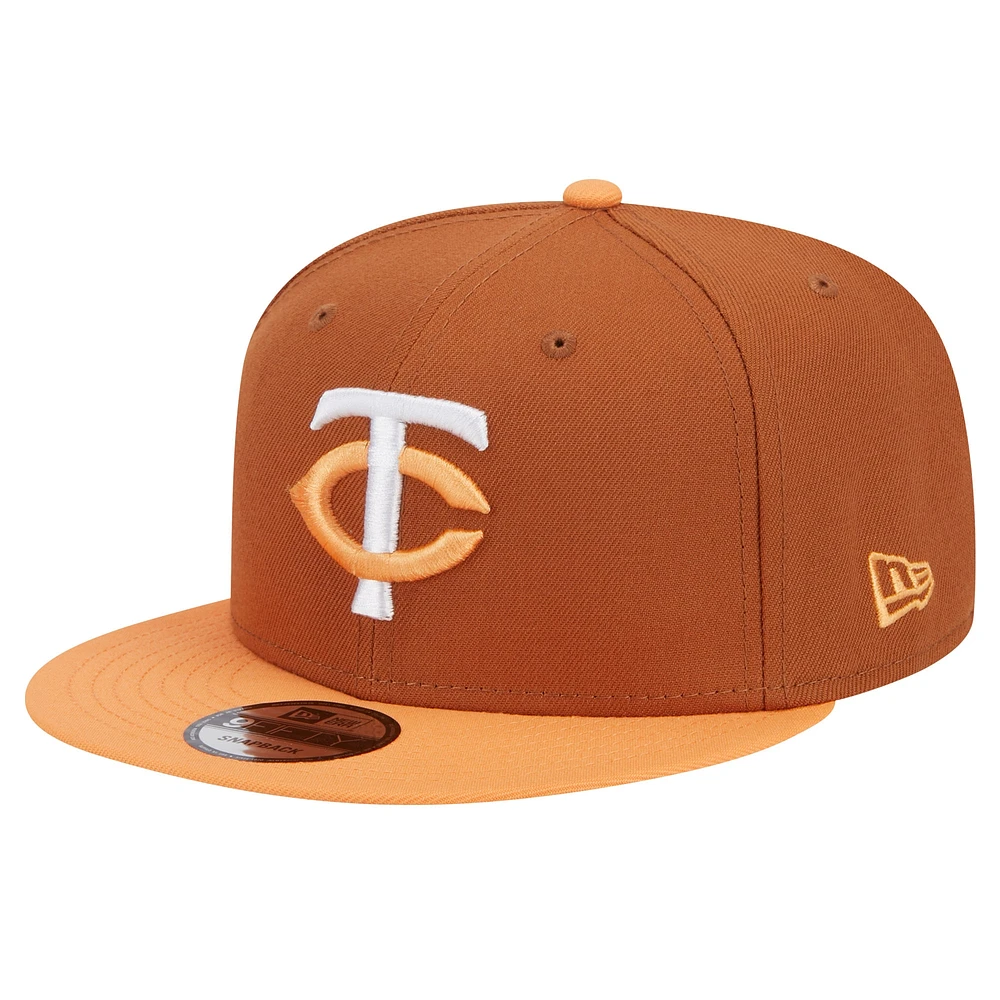 Casquette Snapback 9FIFTY bicolore marron New Era pour hommes des Twins du Minnesota