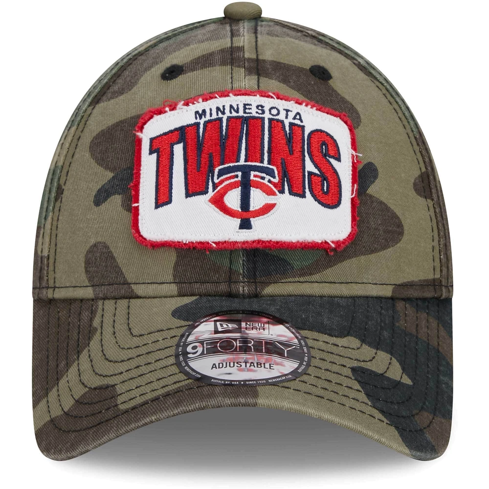 Casquette réglable New Era camouflage Minnesota Twins Gameday 9FORTY pour hommes