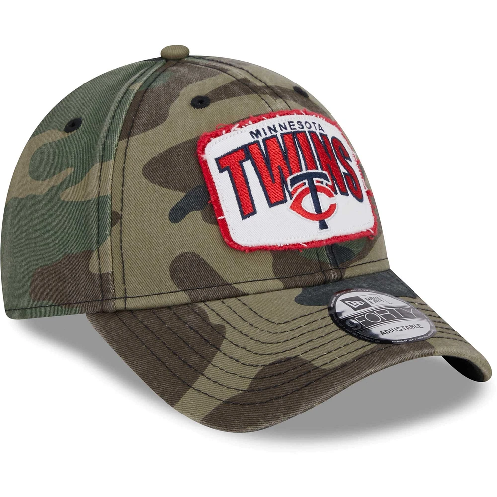 Casquette réglable New Era camouflage Minnesota Twins Gameday 9FORTY pour hommes