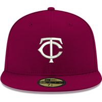 Men's New Era Cardinal Minnesota Twins White Logo 59FIFTY Fitted Hat