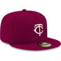 Men's New Era Cardinal Minnesota Twins White Logo 59FIFTY Fitted Hat