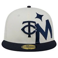 Men's New Era Cream/Navy Minnesota Twins Lonestar 59FIFTY Fitted Hat