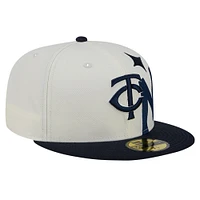 Men's New Era Cream/Navy Minnesota Twins Lonestar 59FIFTY Fitted Hat