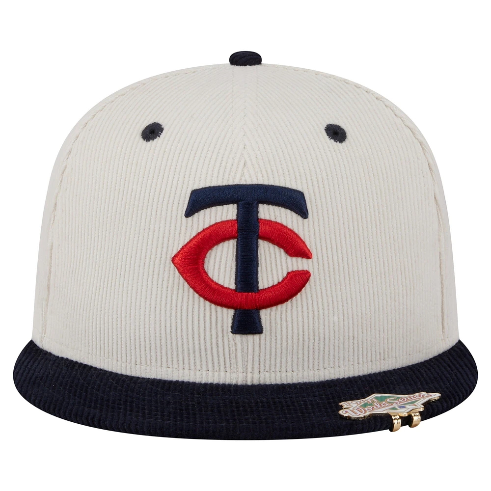 Men's New Era Cream/Navy Minnesota Twins Two-Tone Corduroy 59FIFTY Fitted Hat