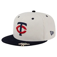 Men's New Era Cream/Navy Minnesota Twins Two-Tone Corduroy 59FIFTY Fitted Hat