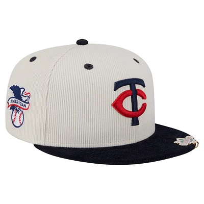 Men's New Era Cream/Navy Minnesota Twins Two-Tone Corduroy 59FIFTY Fitted Hat
