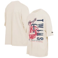 Men's New Era Cream Minnesota Twins Cooperstown Collection Oversized Throwback Distressed T-Shirt