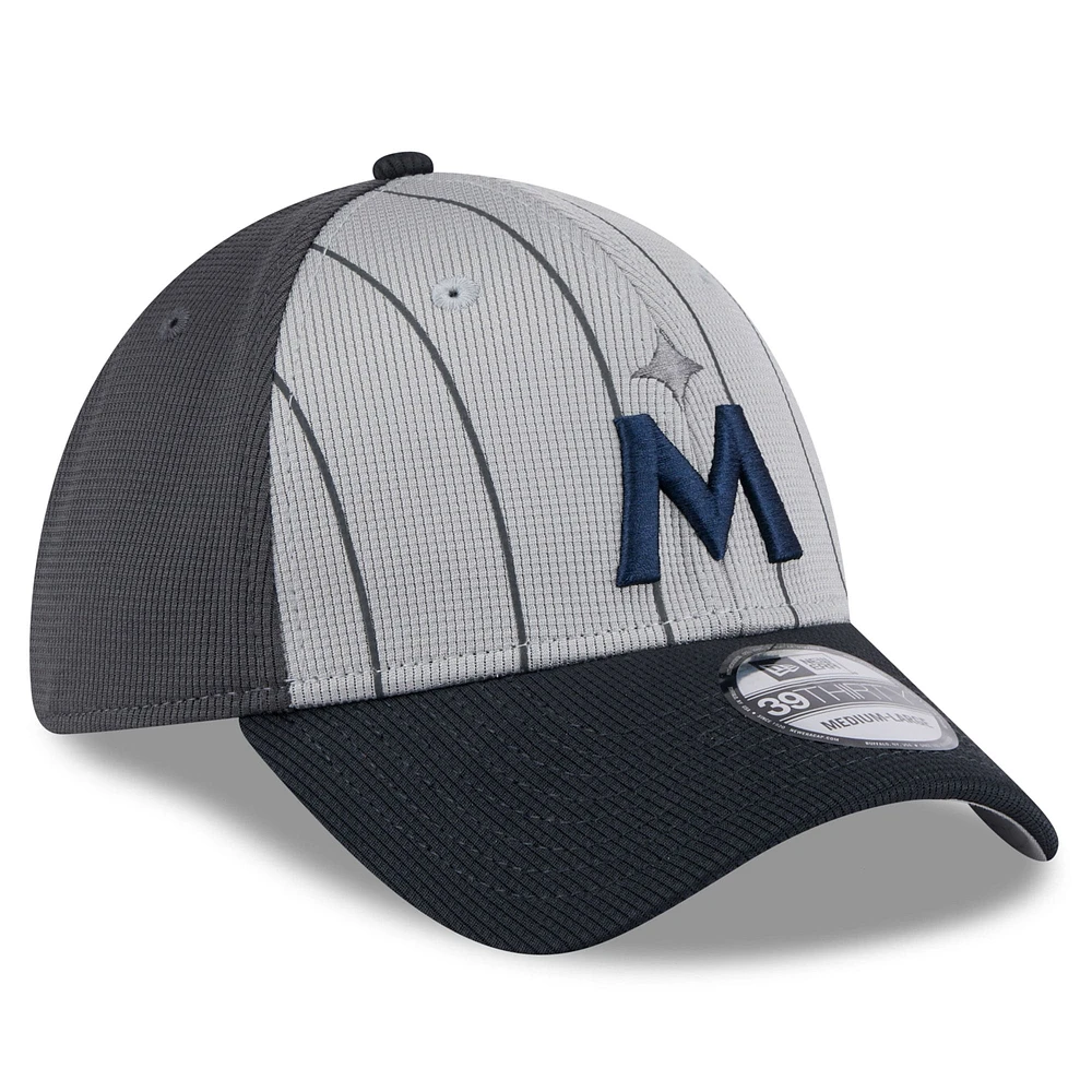 Men's New Era  Gray/Navy Minnesota Twins 2025 Batting Practice 39THIRTY Flex Hat