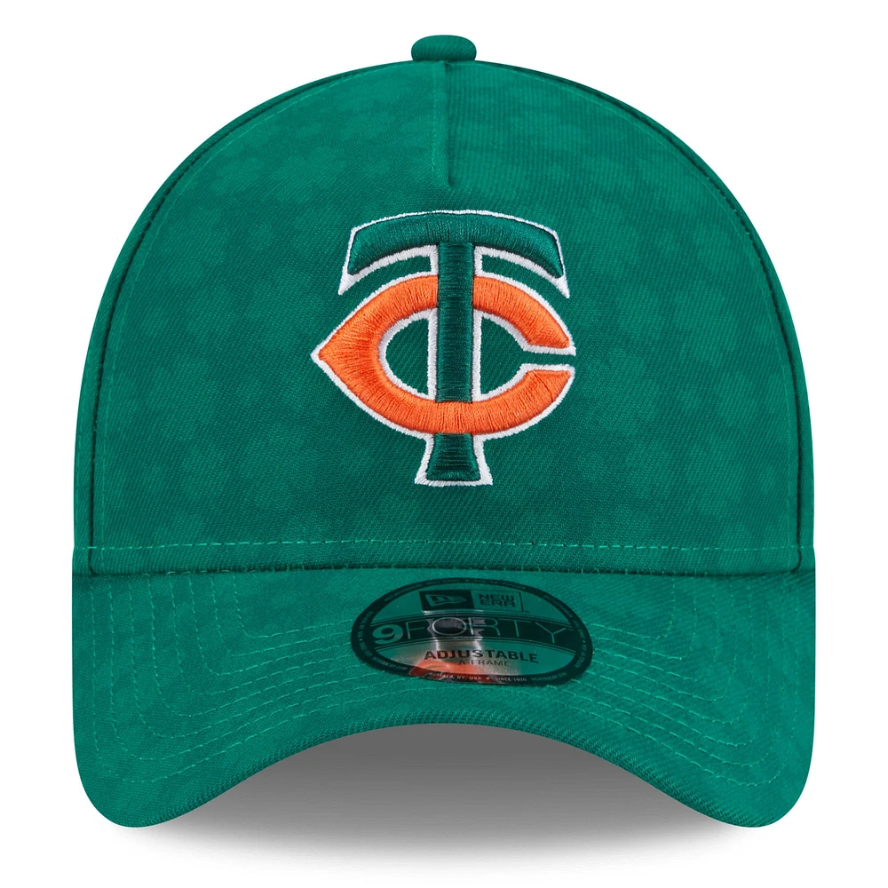 Men's New Era Kelly Green Minnesota Twins St. Patrick's Day A-Frame 9FORTY Adjustable Hat