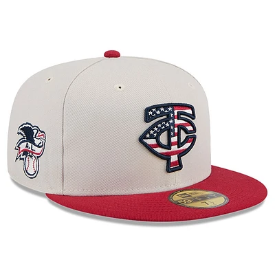 Men's New Era  Khaki/Red Minnesota Twins 2024 Fourth of July 59FIFTY Fitted Hat