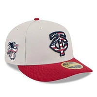 Men's New Era  Khaki/Red Minnesota Twins 2024 Fourth of July Low Profile 59FIFTY Fitted Hat