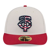 Men's New Era  Khaki/Red Minnesota Twins 2024 Fourth of July Low Profile 59FIFTY Fitted Hat