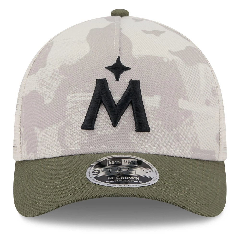 Men's New Era Light Beige/Olive Minnesota Twins 2025 Armed Forces Day 9FORTY M-Crown A-Frame Adjustable Hat