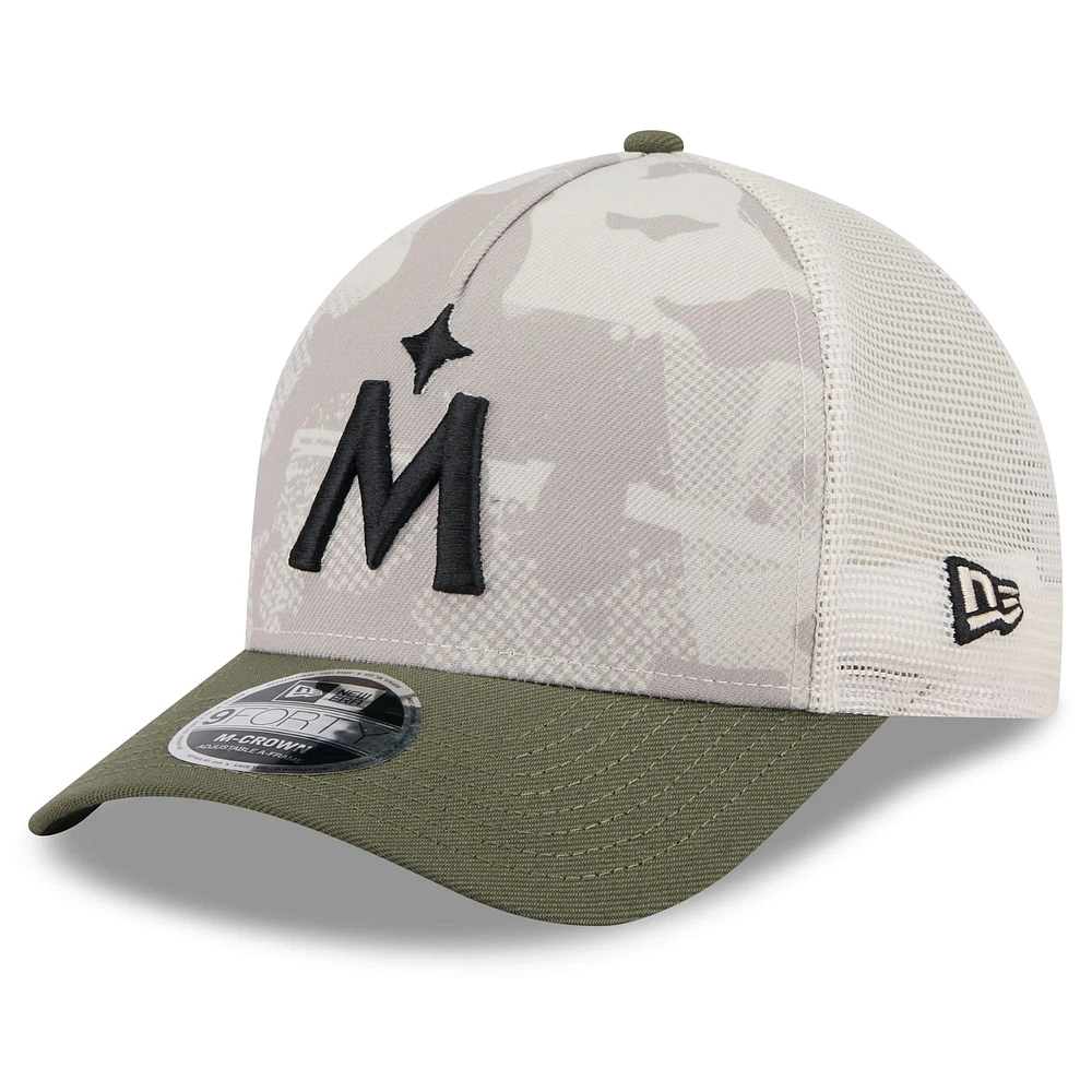 Men's New Era Light Beige/Olive Minnesota Twins 2025 Armed Forces Day 9FORTY M-Crown A-Frame Adjustable Hat