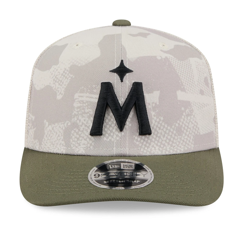 Men's New Era Light Beige/Olive Minnesota Twins 2025 Armed Forces Day 9SEVENTY Stretch-Snap Hat