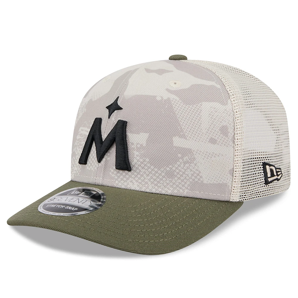 Men's New Era Light Beige/Olive Minnesota Twins 2025 Armed Forces Day 9SEVENTY Stretch-Snap Hat