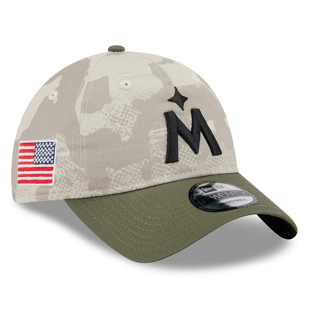 Men's New Era Light Beige/Olive Minnesota Twins 2025 Armed Forces Day 9TWENTY Adjustable Hat